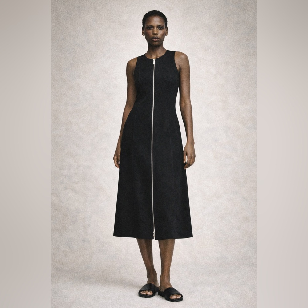 COS Black Sleeveless Zip-Front Dress | Minimalist | EU S